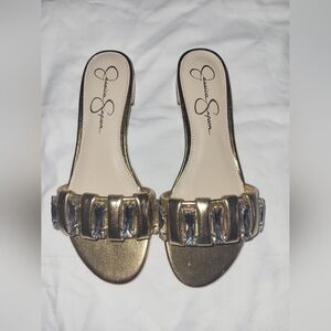 Jessica Simpson Gold Slide Sandals